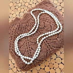 NORDSTROM Long Faux Cultured Pearl Necklace NWOT